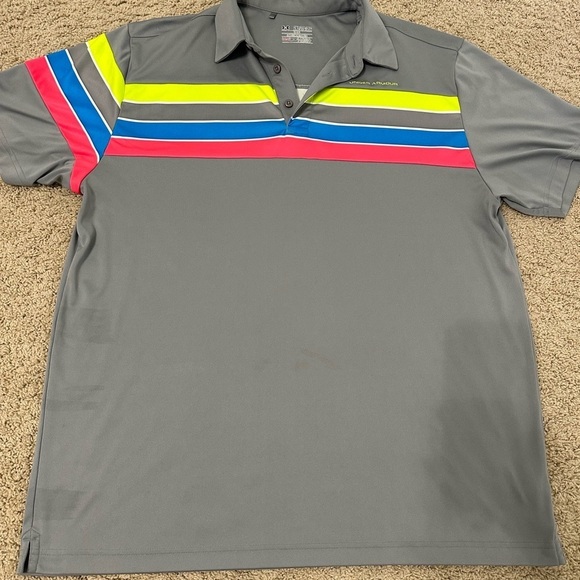 Under Armour Other - Under Armour Gray Polo with Vibrant Stripes